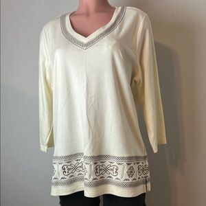 Hastings & Smith Women's Embroidered Top Shirt 3/4 Sleeve Size 1X